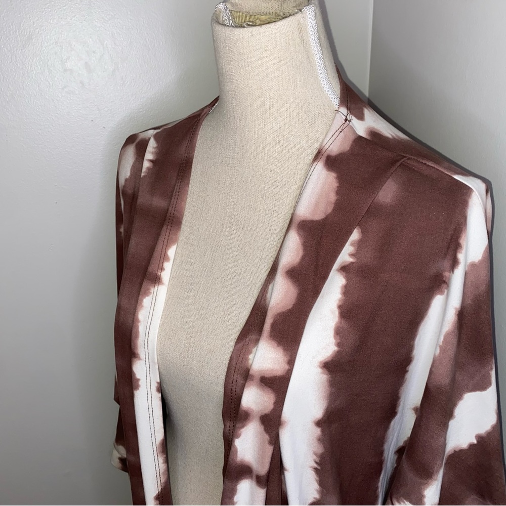 Callie Mac open front oversized tie dye dolman sleeve knit cardigan brown Small - Picture 2 of 7